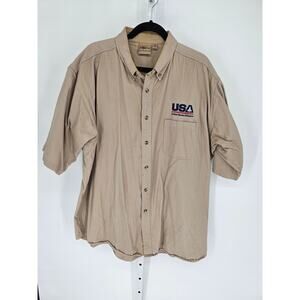 North Men's Tan United Space Alliance Short Sleeve Button-Up Shirt Size XXL
